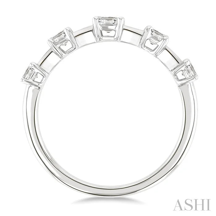 Emerald Shape 5 Stone Half Eternity Diamond Fashion Band