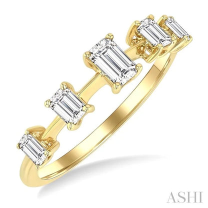 Emerald Shape 5 Stone Half Eternity Diamond Fashion Band