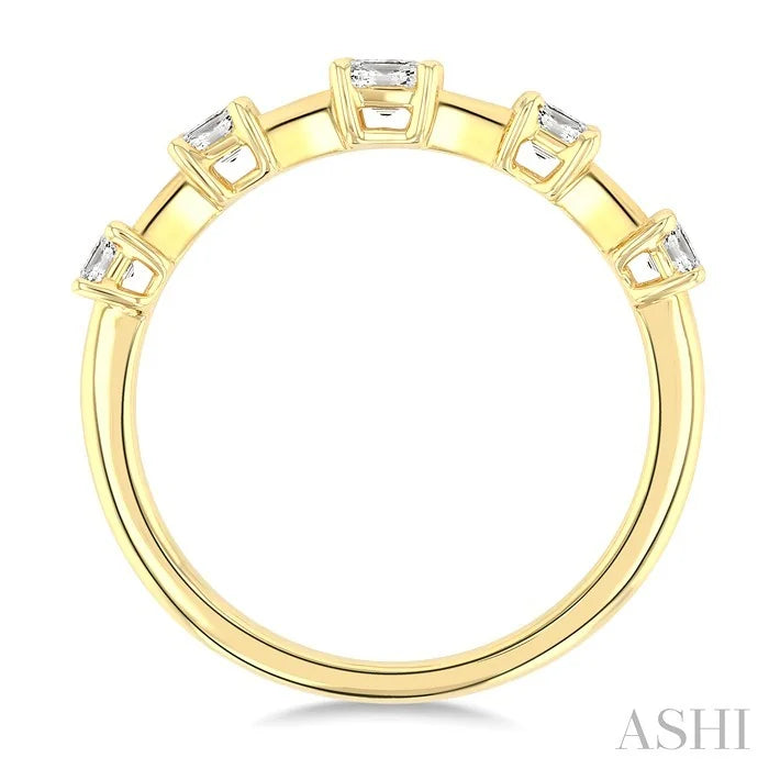 Emerald Shape 5 Stone Half Eternity Diamond Fashion Band