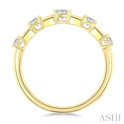 Emerald Shape 5 Stone Half Eternity Diamond Fashion Band