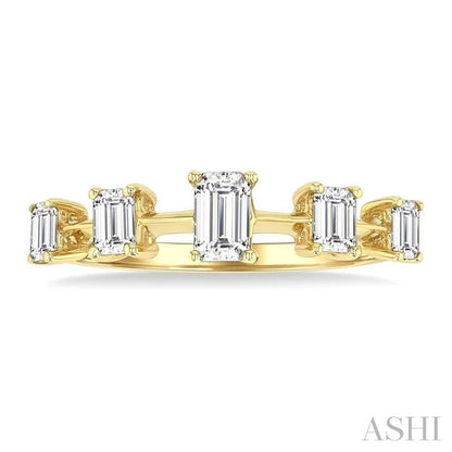 Emerald Shape 5 Stone Half Eternity Diamond Fashion Band