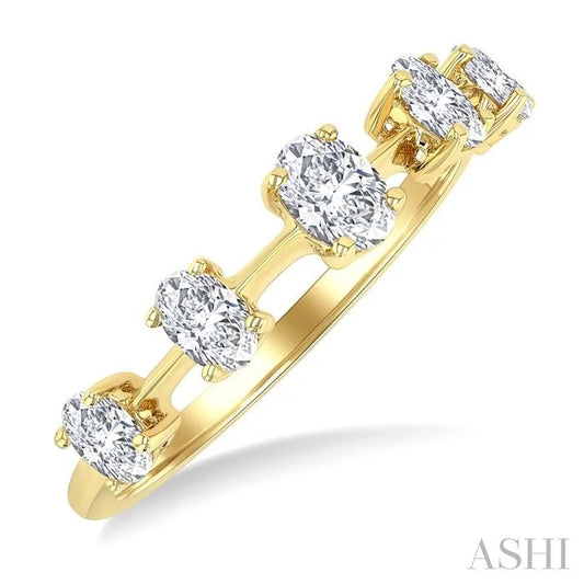 Oval Shape 5 Stone Half Eternity Diamond Fashion Band
