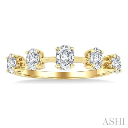 Oval Shape 5 Stone Half Eternity Diamond Fashion Band