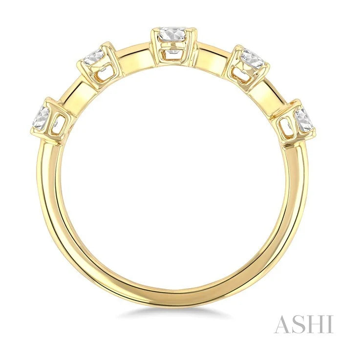 Oval Shape 5 Stone Half Eternity Diamond Fashion Band