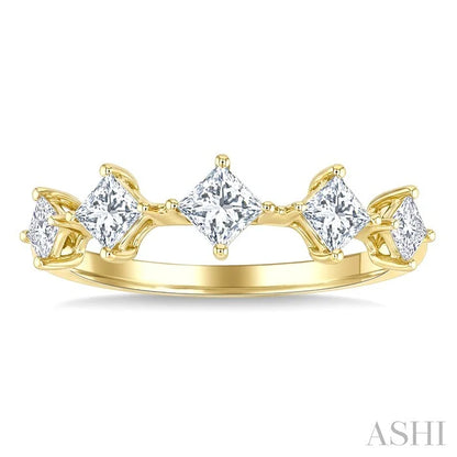 Princess Shape 5 Stone Half Eternity Diamond Fashion Band