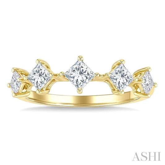 Princess Shape 5 Stone Half Eternity Diamond Fashion Band