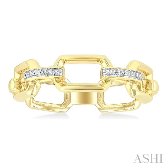 Bold Octagon Shape Link Diamond Fashion Ring