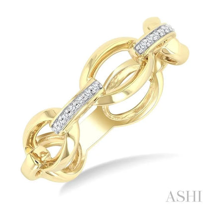 Bold Oval Shape Link Diamond Fashion Ring