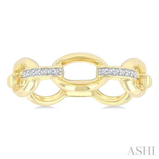 Bold Oval Shape Link Diamond Fashion Ring