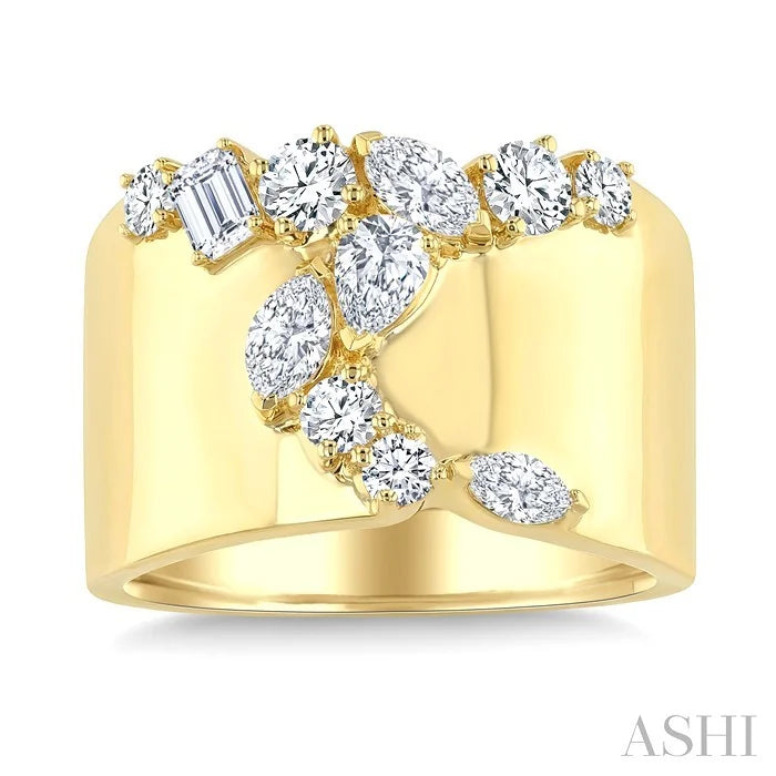 Mixed Shape Diamond Fashion Wide Band