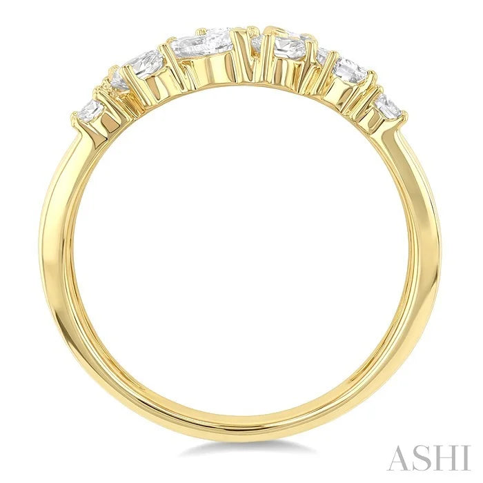 Mixed Shape Diamond Fashion Wide Band