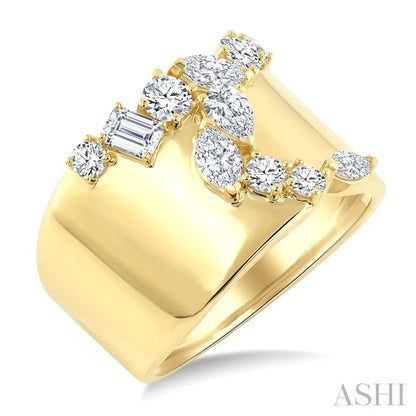 Mixed Shape Diamond Fashion Wide Band