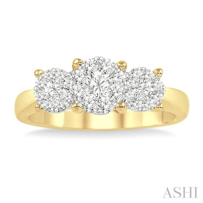 Round Shape Past Present & Future Lovebright Essential Diamond Engagement Ring