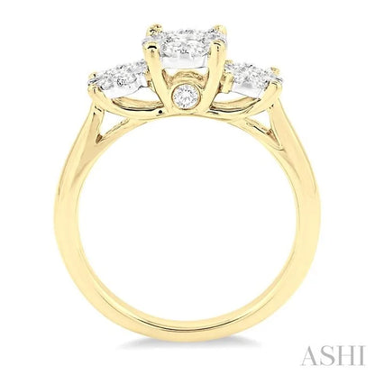 Round Shape Past Present & Future Lovebright Essential Diamond Engagement Ring