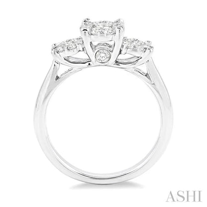 Round Shape Past Present & Future Lovebright Essential Diamond Engagement Ring