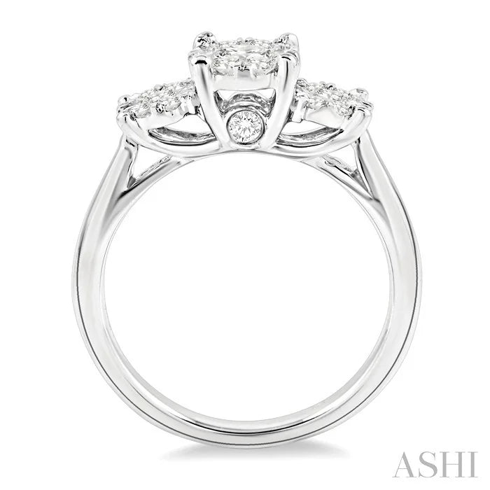 Round Shape Past Present & Future Lovebright Essential Diamond Engagement Ring