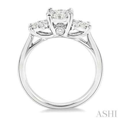 Round Shape Past Present & Future Lovebright Essential Diamond Engagement Ring
