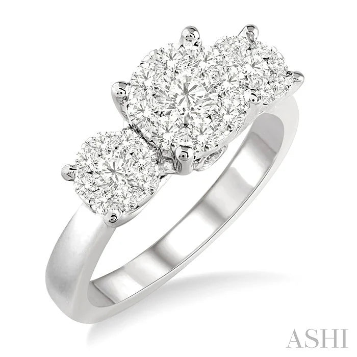 Round Shape Past Present & Future Lovebright Essential Diamond Engagement Ring