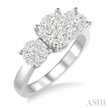 Round Shape Past Present & Future Lovebright Essential Diamond Engagement Ring