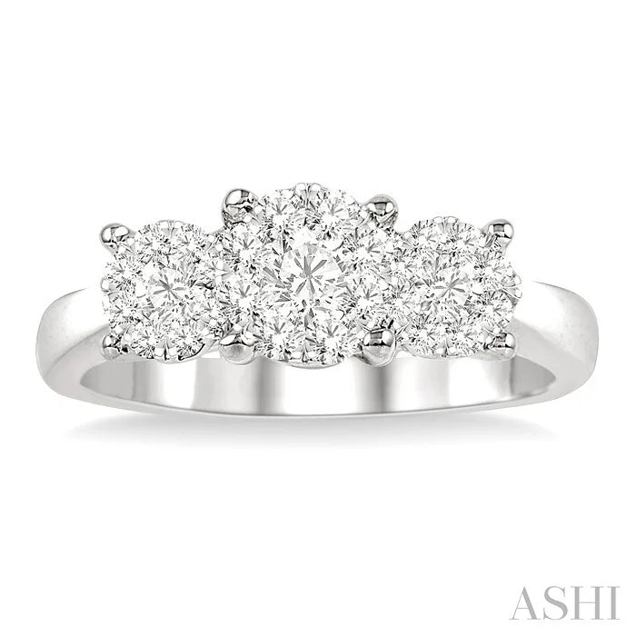 Round Shape Past Present & Future Lovebright Essential Diamond Engagement Ring