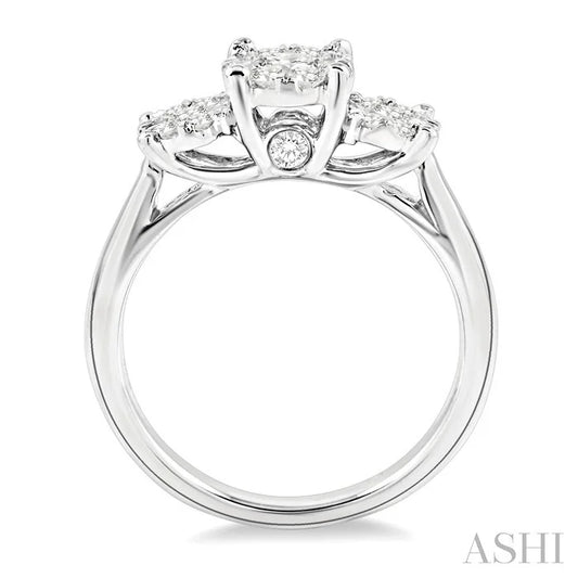 Round Shape Past Present & Future Lovebright Essential Diamond Engagement Ring