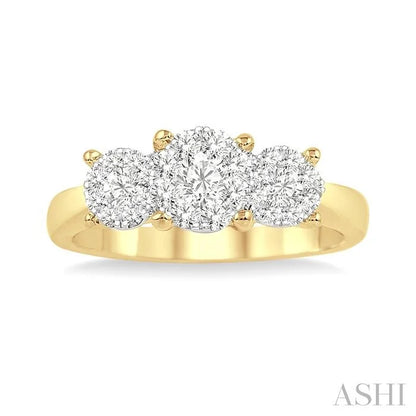 Round Shape Past Present & Future Lovebright Essential Diamond Engagement Ring