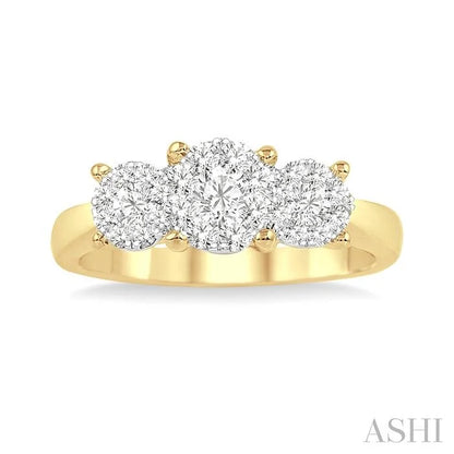 Round Shape Past Present & Future Lovebright Essential Diamond Engagement Ring