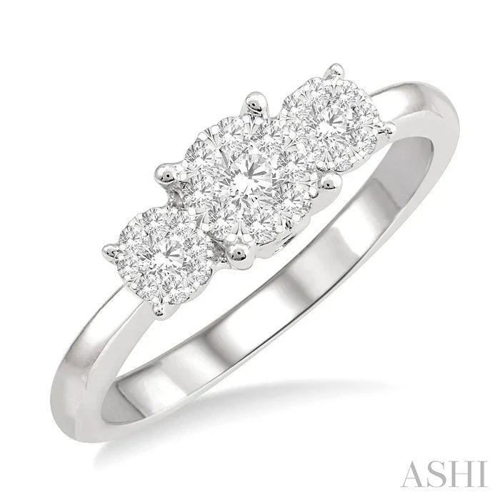 Round Shape Past Present & Future Lovebright Essential Diamond Engagement Ring