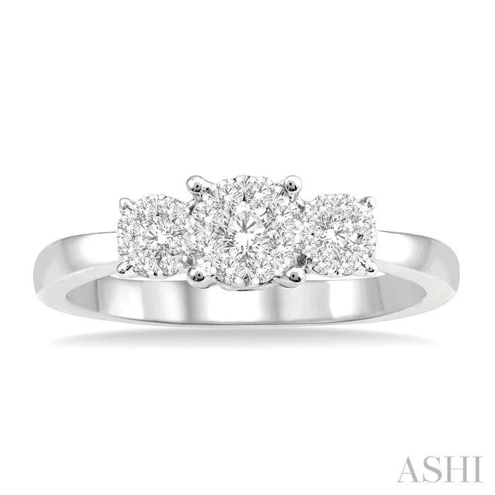 Round Shape Past Present & Future Lovebright Essential Diamond Engagement Ring