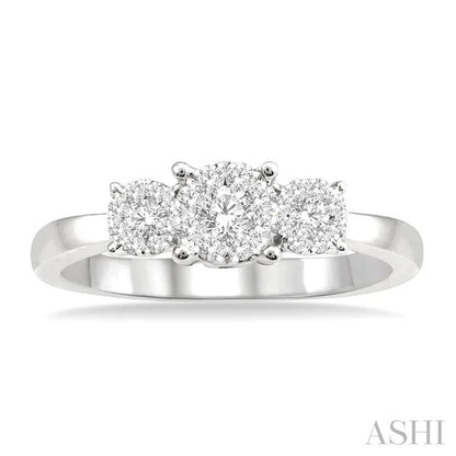 Round Shape Past Present & Future Lovebright Essential Diamond Engagement Ring