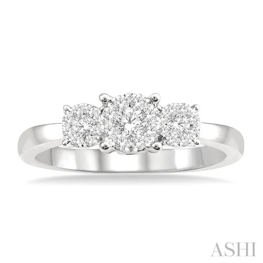 Round Shape Past Present & Future Lovebright Essential Diamond Engagement Ring