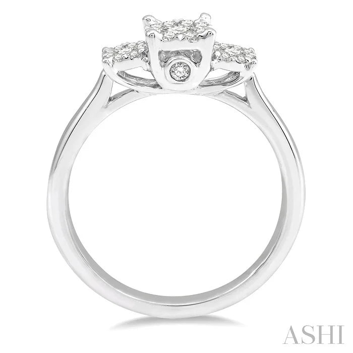 Round Shape Past Present & Future Lovebright Essential Diamond Engagement Ring