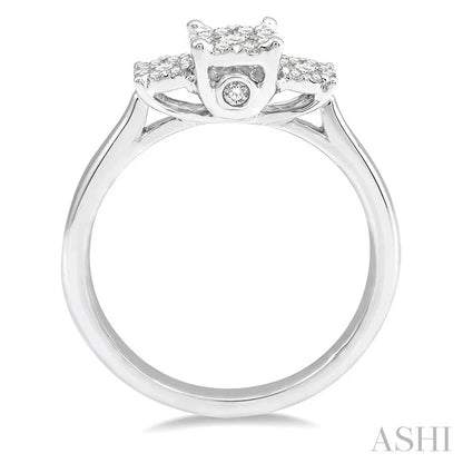 Round Shape Past Present & Future Lovebright Essential Diamond Engagement Ring