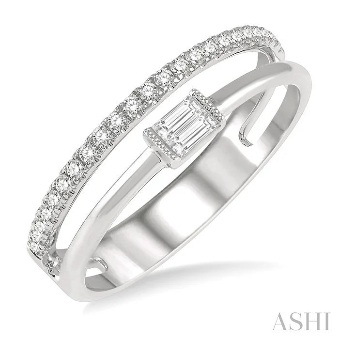 Double Row East-West Baguette Diamond Fashion Ring
