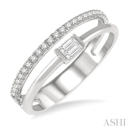 Double Row East-West Baguette Diamond Fashion Ring