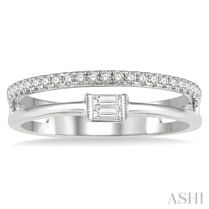 Double Row East-West Baguette Diamond Fashion Ring