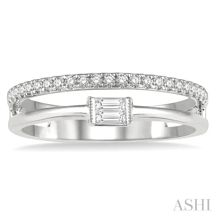 Double Row East-West Baguette Diamond Fashion Ring