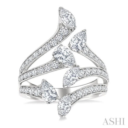 Mixed Shape Diamond Fashion Open Ring