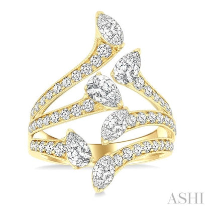 Mixed Shape Diamond Fashion Open Ring
