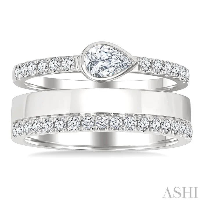 Pear Shape Bezel Diamond Fashion Open Ring
