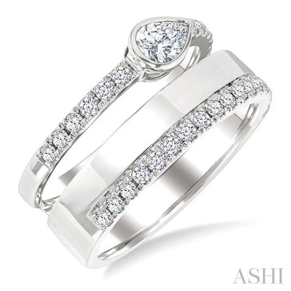 Pear Shape Bezel Diamond Fashion Open Ring
