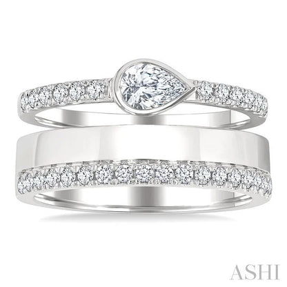 Pear Shape Bezel Diamond Fashion Open Ring