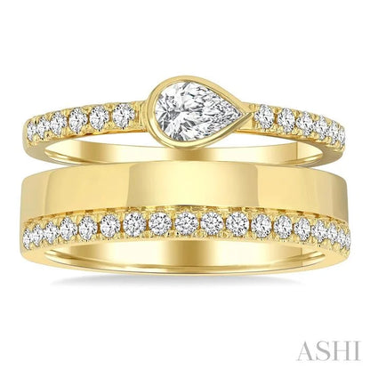 Pear Shape Bezel Diamond Fashion Open Ring