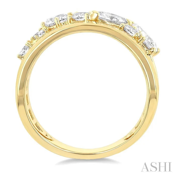Mixed Shape Diamond Fashion Wide Band