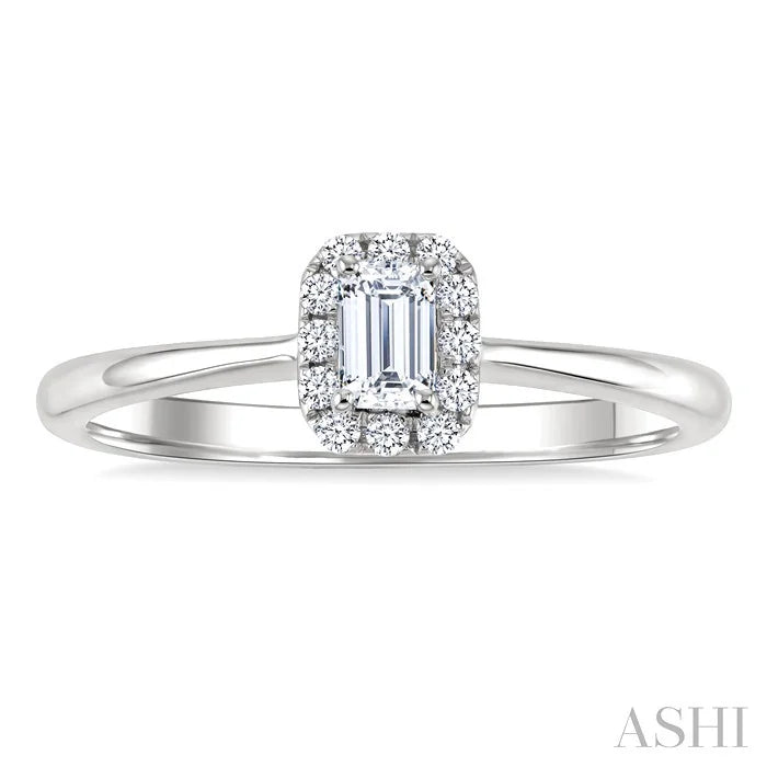 Emerald Shape Halo Diamond Fashion Ring