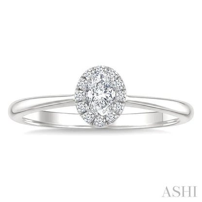 Oval Shape Halo Diamond Fashion Ring