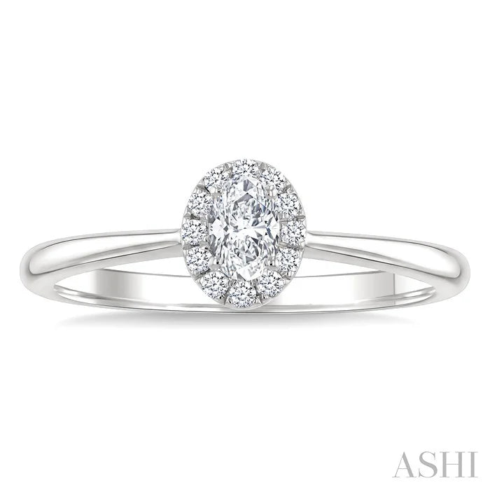Oval Shape Halo Diamond Fashion Ring