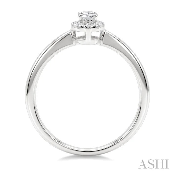 Oval Shape Halo Diamond Fashion Ring