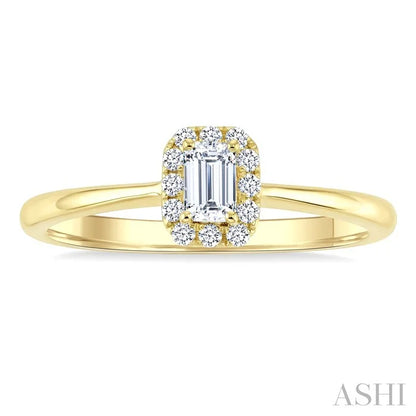 Emerald Shape Halo Diamond Fashion Ring