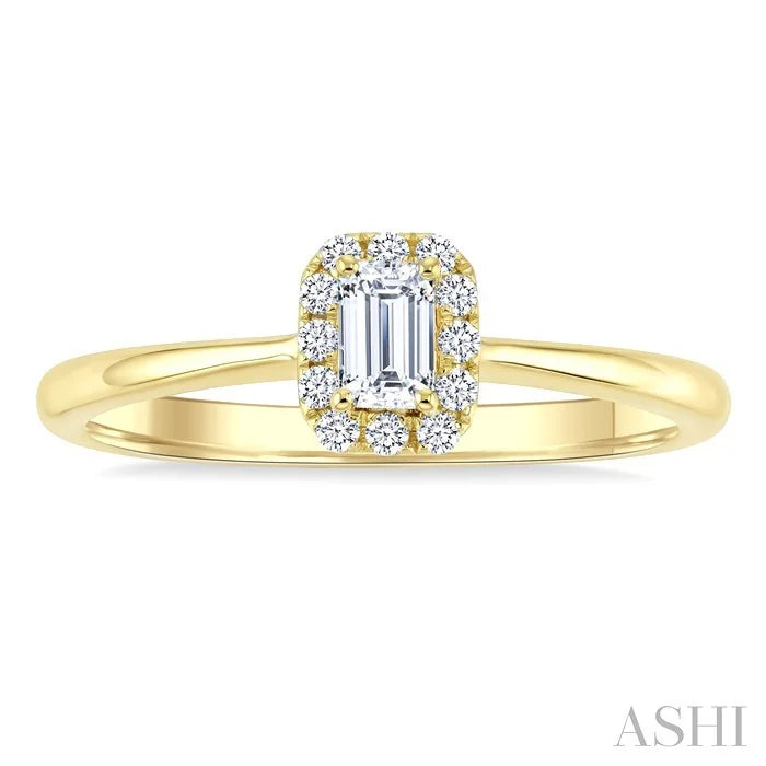 Emerald Shape Halo Diamond Fashion Ring